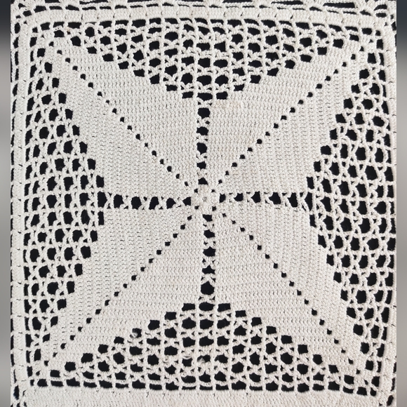 Retro crocheted rectangular, dresser, scarf, table runner, doily, table linens. - Picture 5 of 11